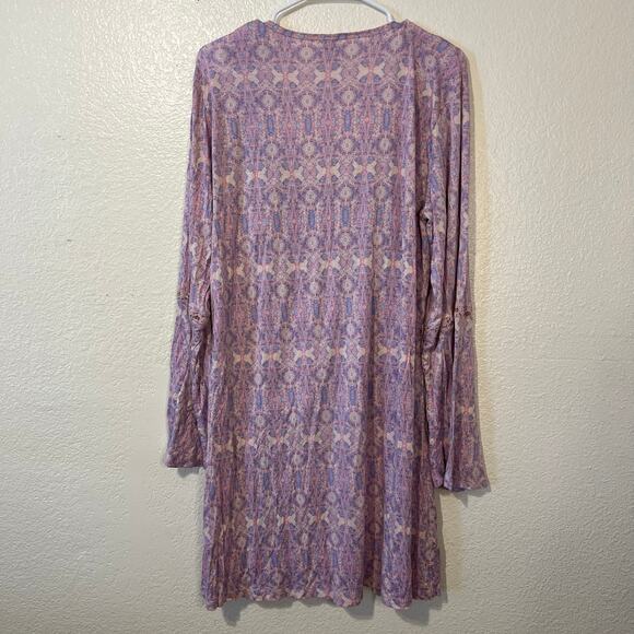 Jessica Simpson Purple Pink Patterned Robe & Cami 2-Piece Pajama Set Size Large - Picture 3 of 16